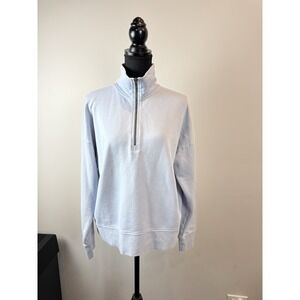 Vince Medium Cotton Blend High Neck Quarter  Zip Pullover Sweatshirt Top Gray